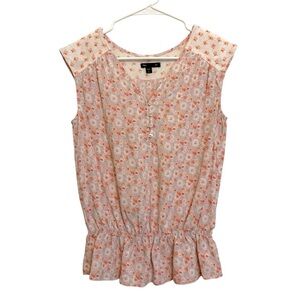 2/$30 GAP - Pink Orange Floral Sleeveless Peplum Blouse - XS